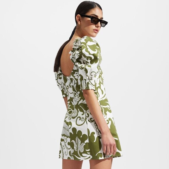 LA DOUBLEJ Abstract Print Puff-sleeve Sexy Dress - Picture 13 of 16